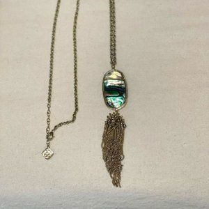 Kendra Scott Rayne Gold Large Long Pendant Necklace Abalone